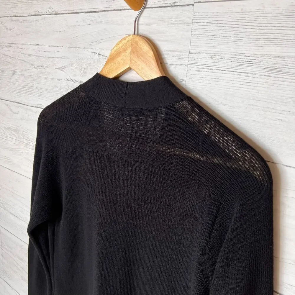 Loft Cardigan Womens Size XS Black Button Down Linen Blend Fabric Buttons
